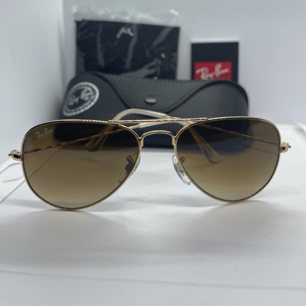 BNWT Authentic Rayban 3025 Gold/Gradient Brown Lens - Picture 8 of 8